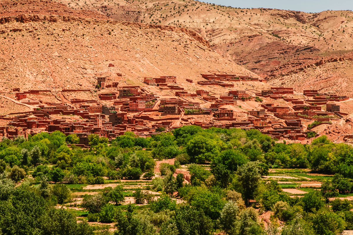 Village over oasis Morocco Morocco N9 the road from Tizi n'Tichka pass