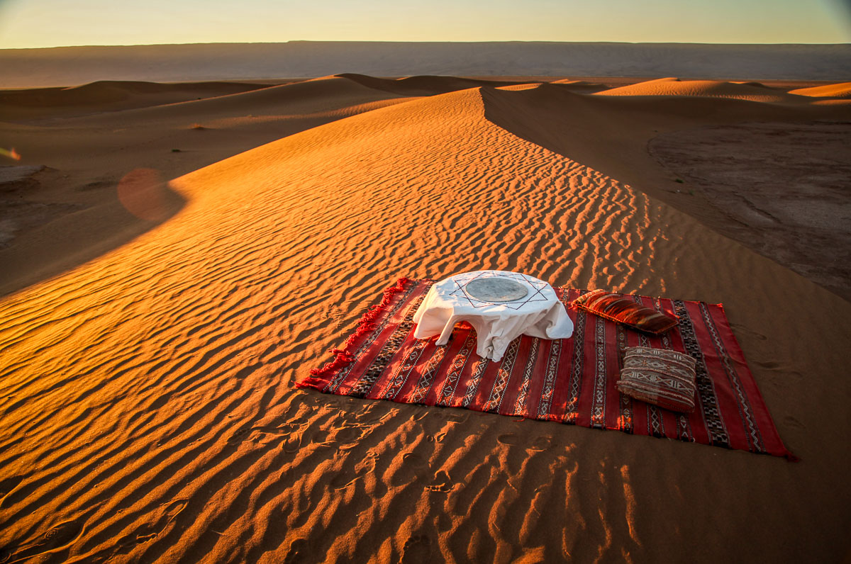 Dar Ahlam tent camp sunset view