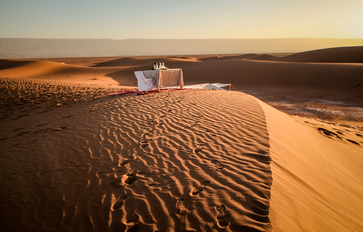 Dar Ahlam breakfast on dunes