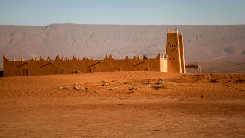 Sahara desert fort at sunrise