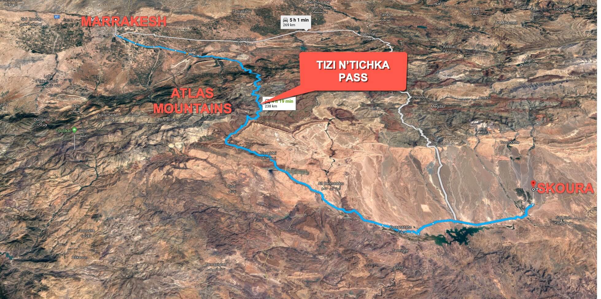 izi n'Tichka Pass satellite map