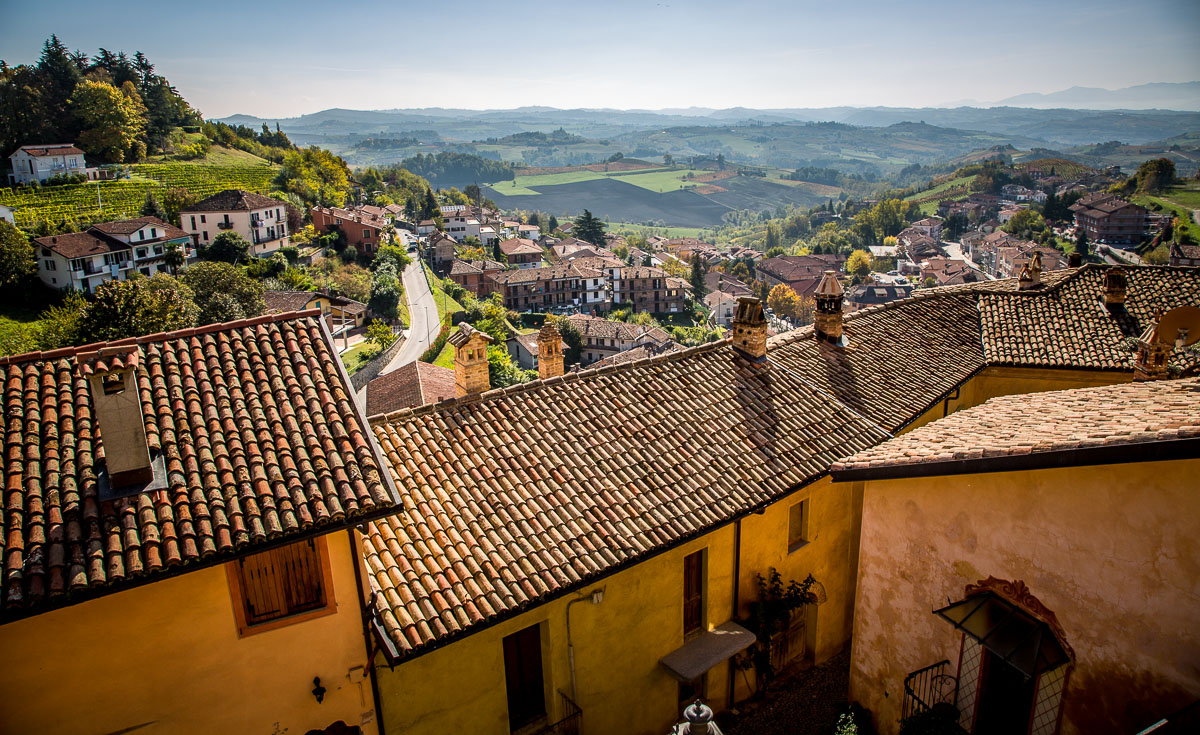 rooftops over Monforte d'Alba