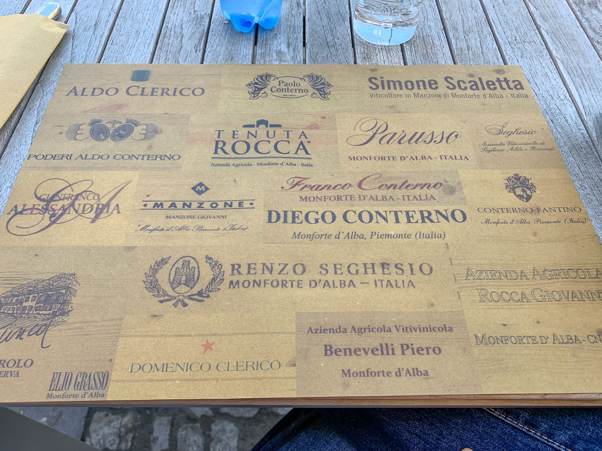 Grappolo D'Oro wine placemat