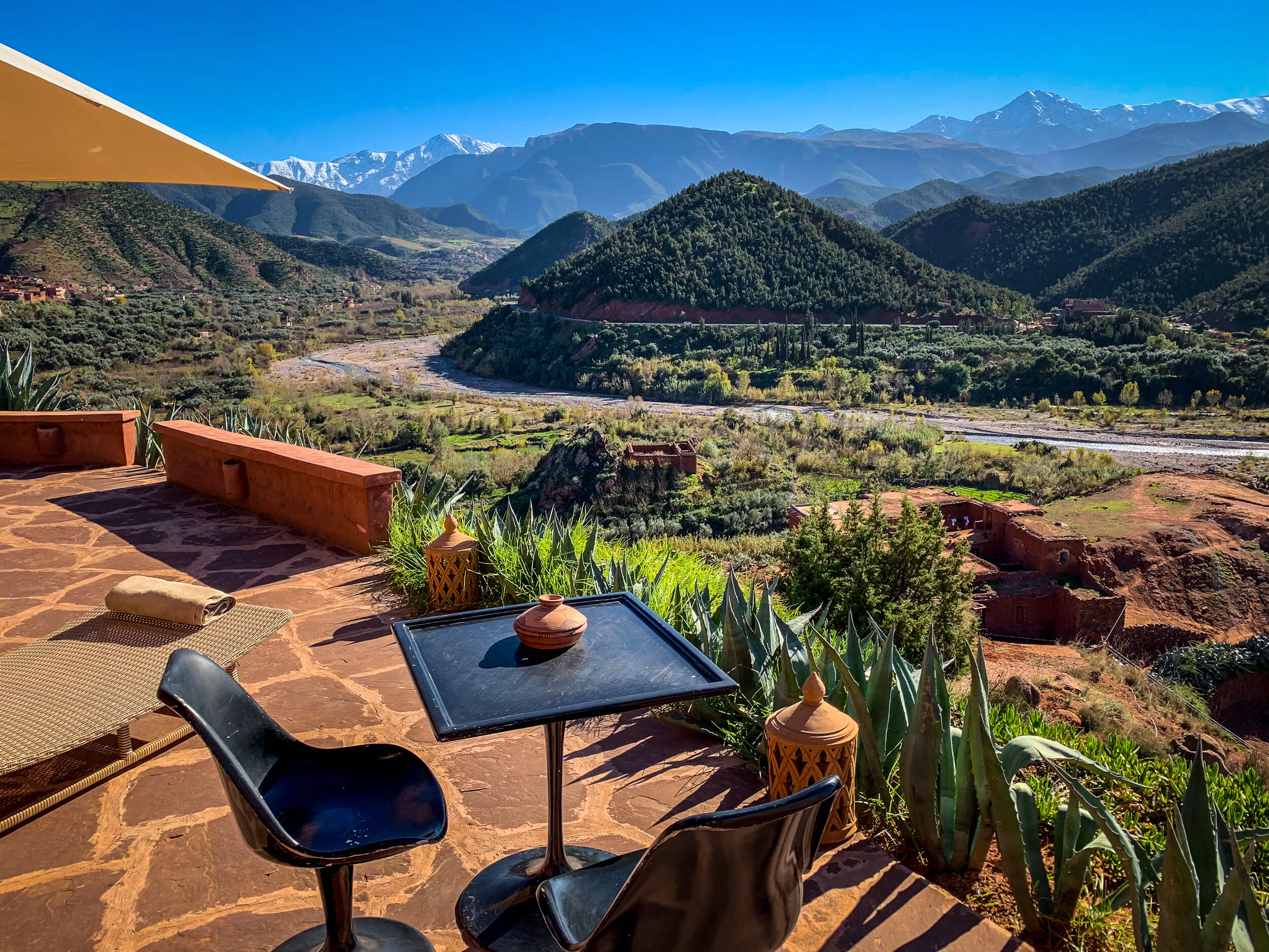 valley view from suite at Kasbah Bab Ourika