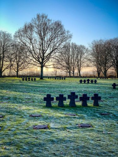 German Cemetery Normandy morning frost