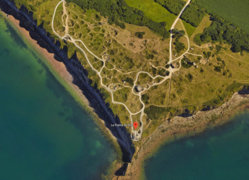 POINTE DU HOC BOMB CRATERS FROM AIR