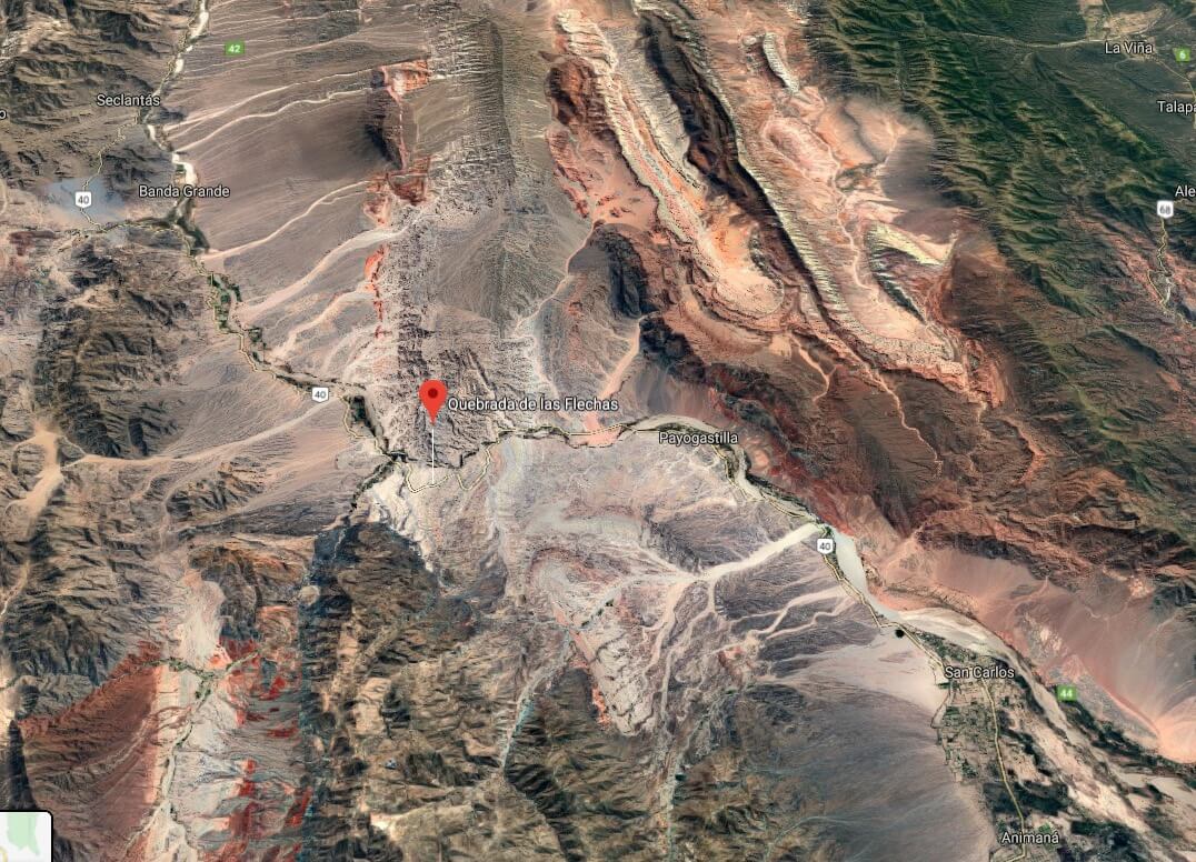 Location of Quebrada de los Flechas