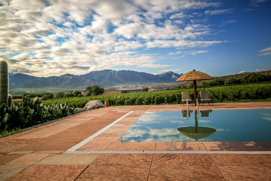 Estancia Colomé Hotel pool reflections