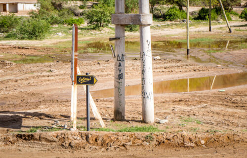 Road sign to Estancia Colomé Salta