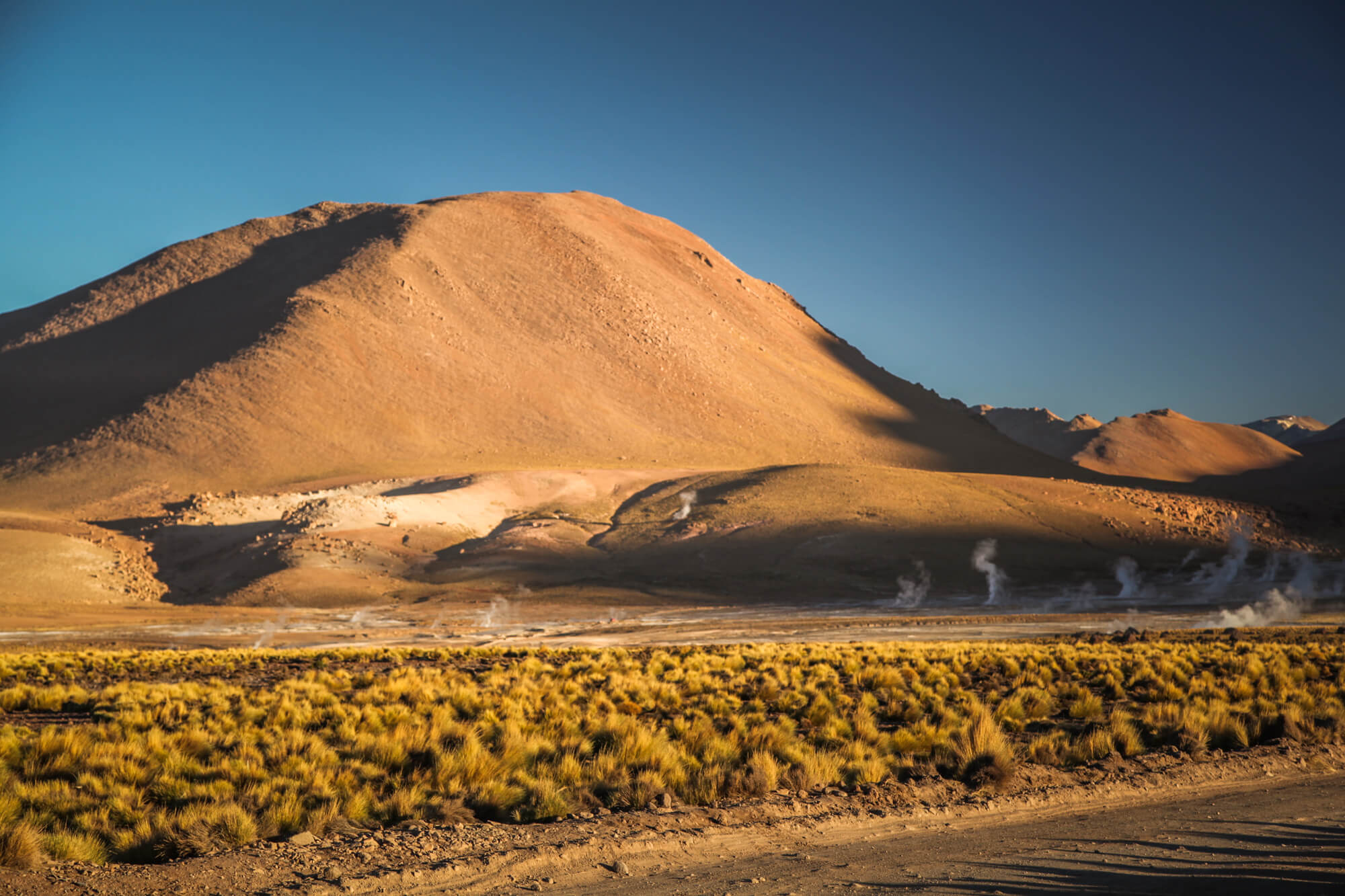 Geysers at sunrise El Tatio Atacama