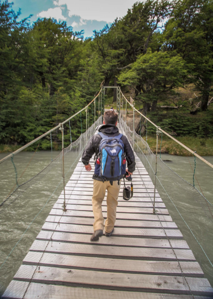 Crossing a bridge Patagonia