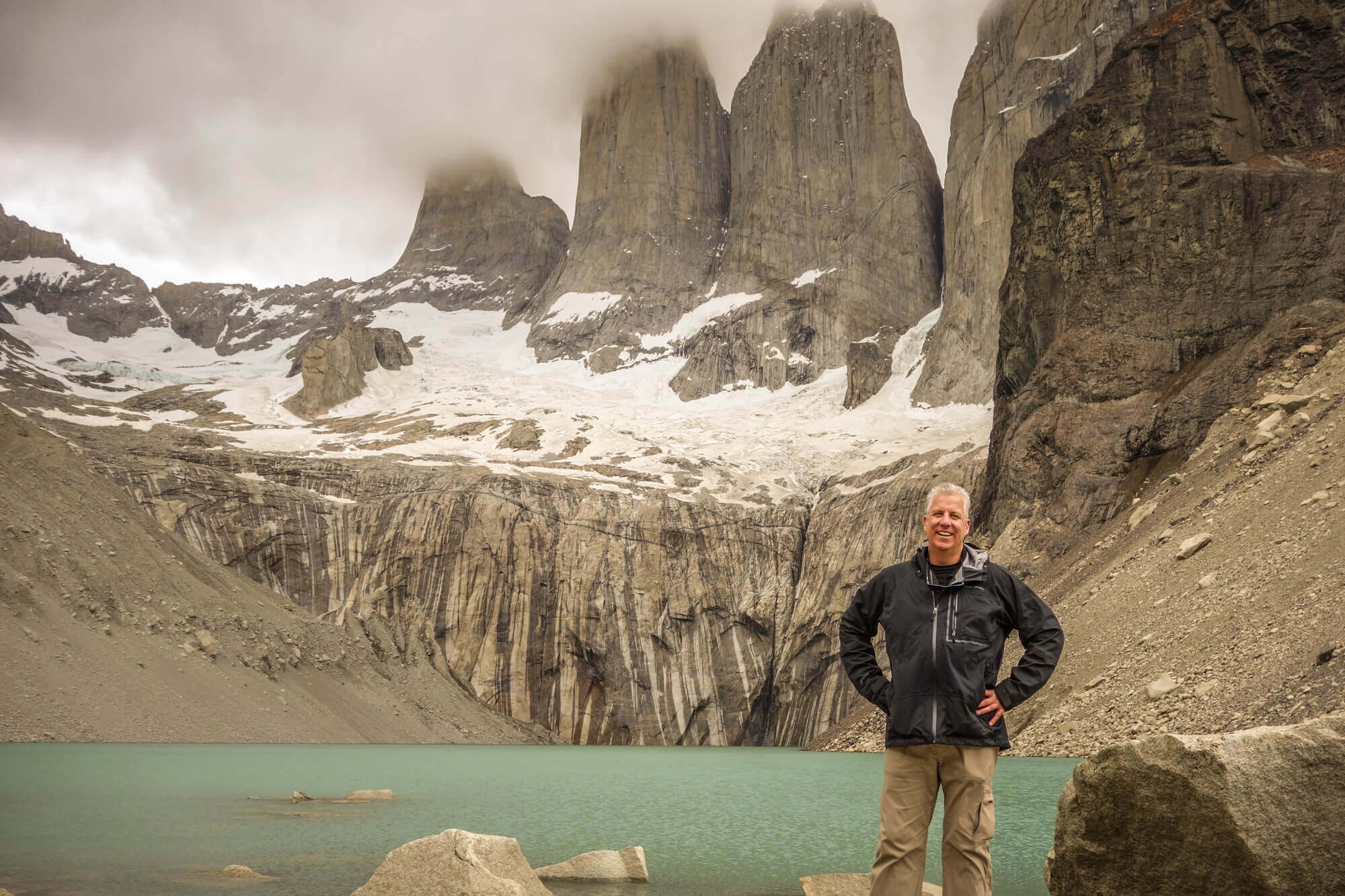 selfie in front of The Towers Patagonia