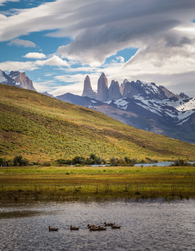 Distant views of The Towers in Patagonia