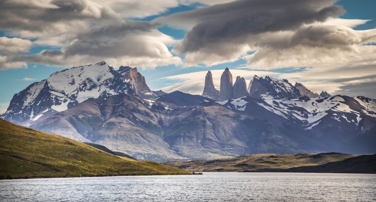 View of The Towers from lake Patagonia
