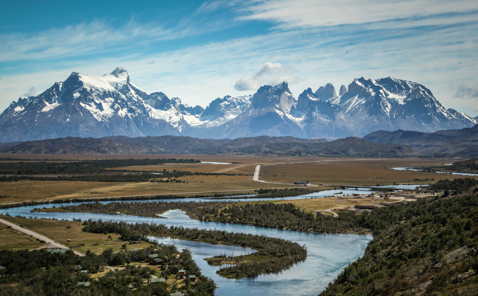 View of Torres del Paine mountains Patagonia