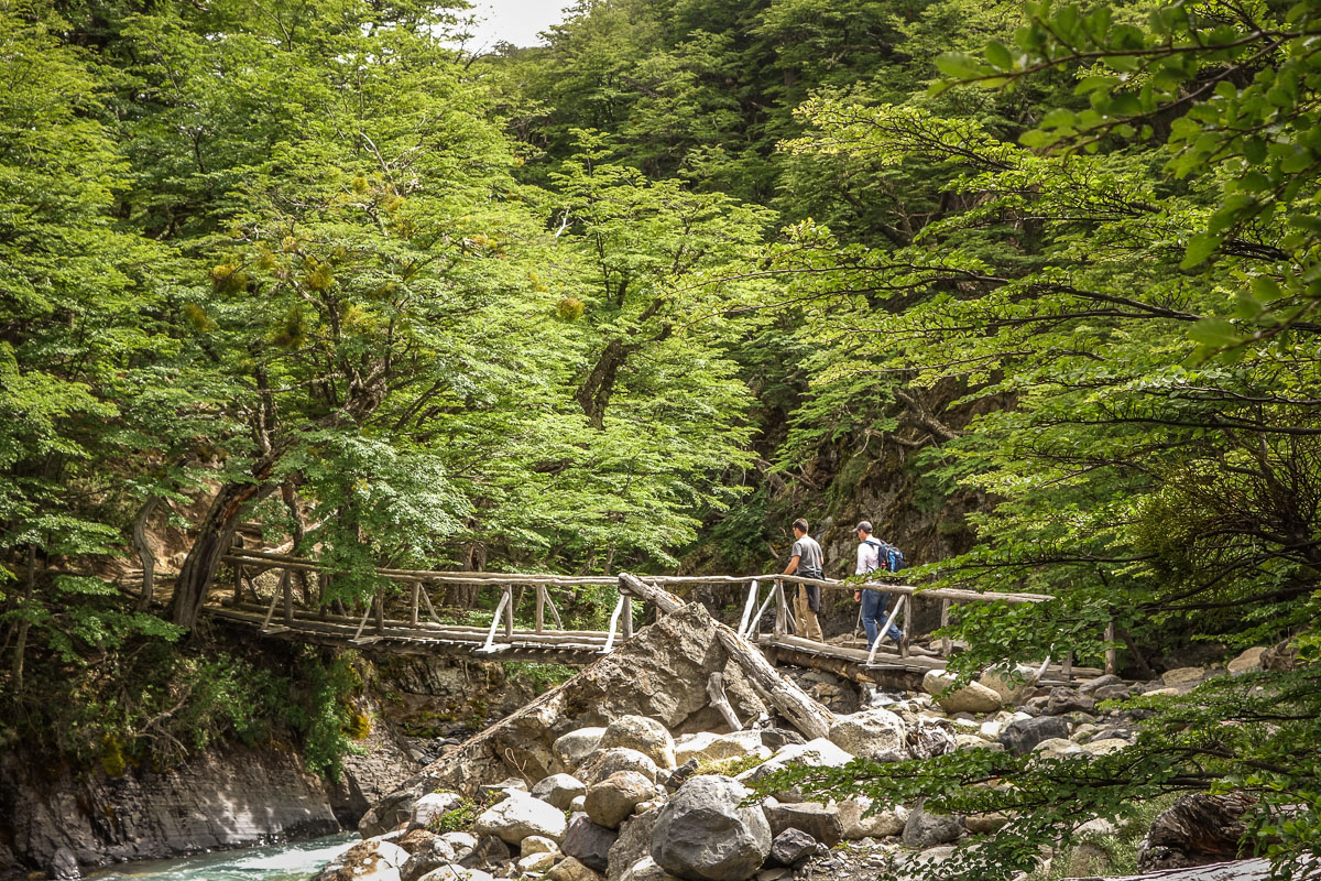 Crossing bridge Torres del Paine