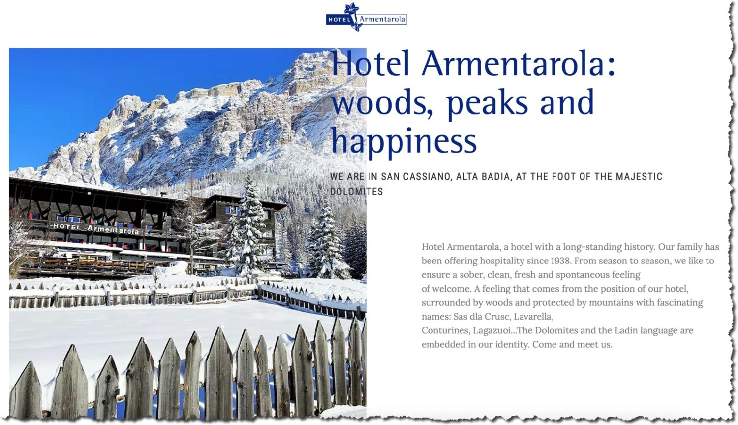 Hotel Armenterola website