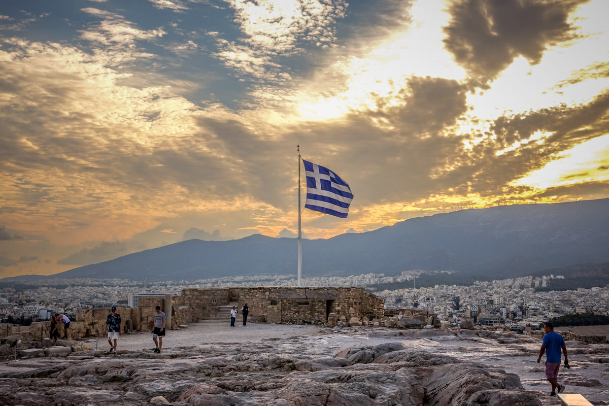 Athens flag on Acropolis
