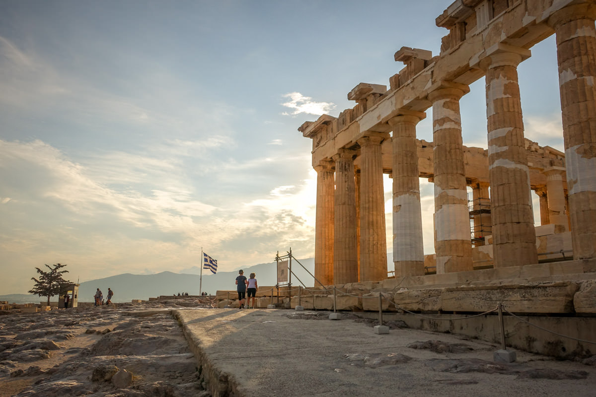 Parthenon and Greek flag