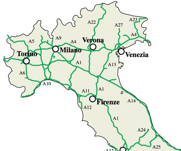 Verona autostrada map