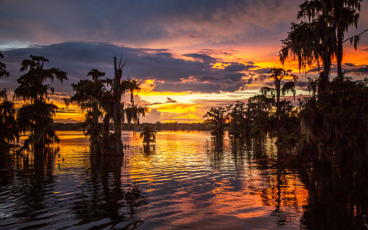Lake Martin Louisiana dramatic sunset