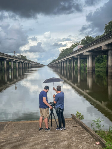 shooting video Atchafalaya Basin Bridge