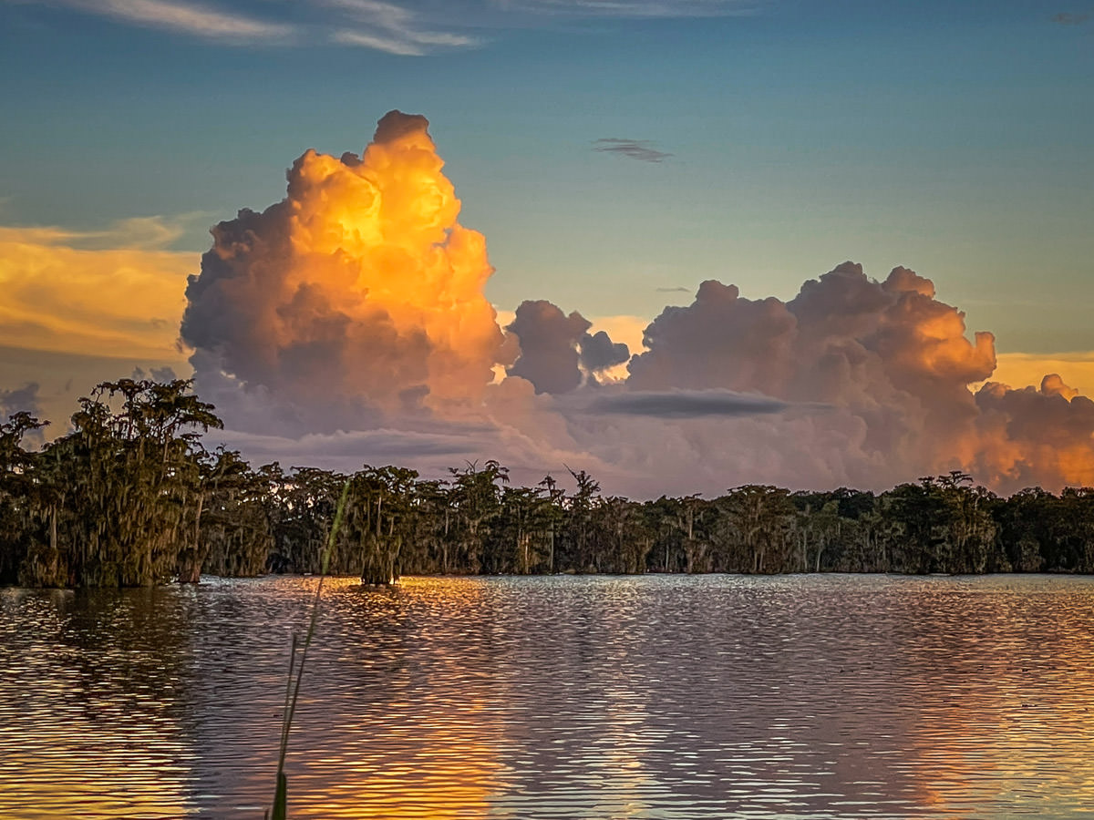 storm clouds at sunset Lake Martin Louisiana