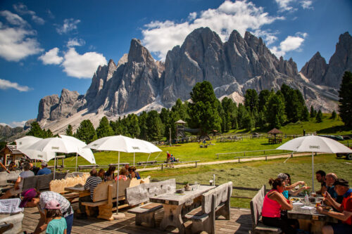 view from Geisleralm restaurant