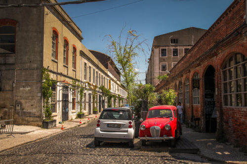 cars on street LX Factory