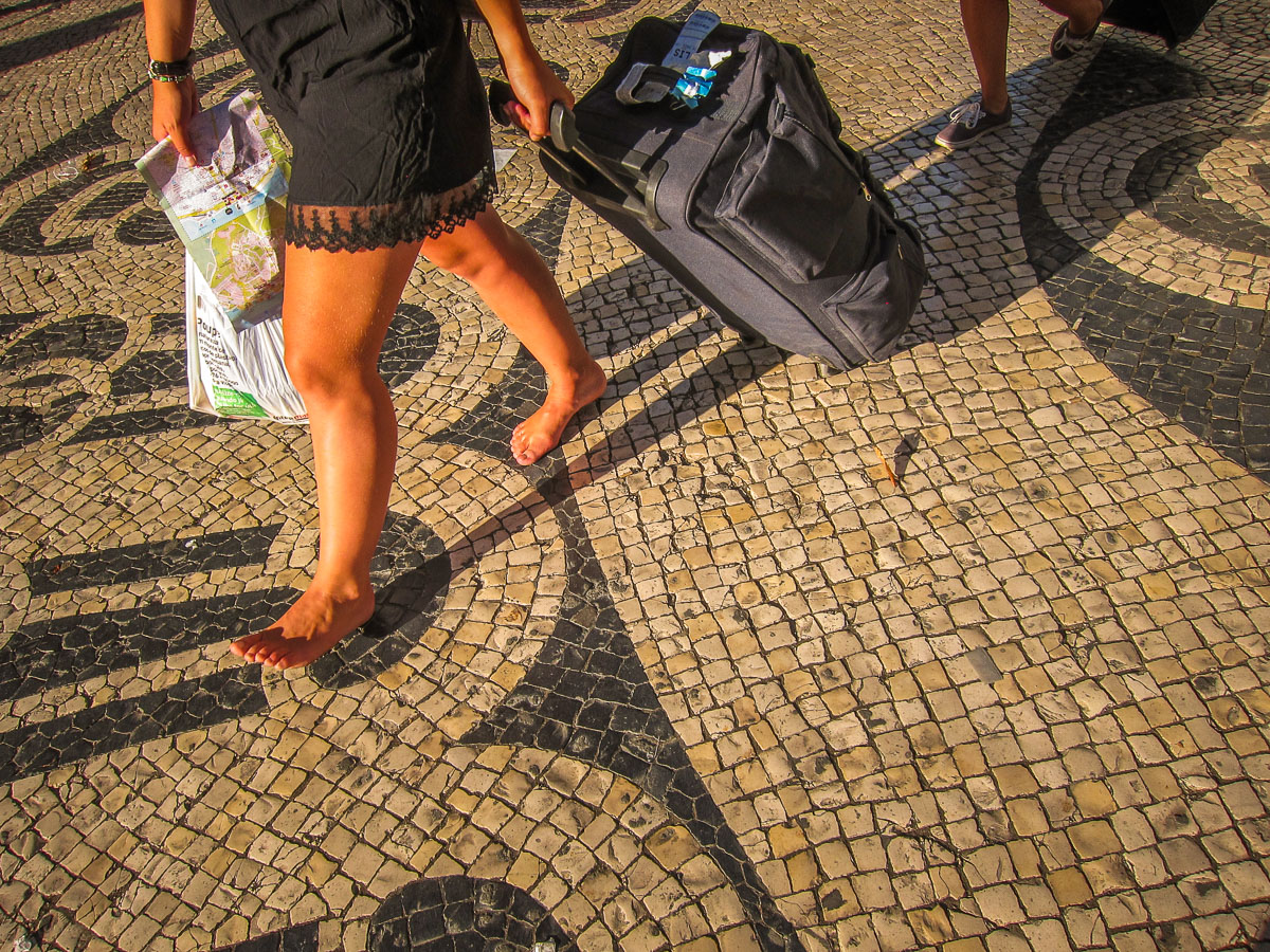 Lisbon Barrio Alto walking on tile