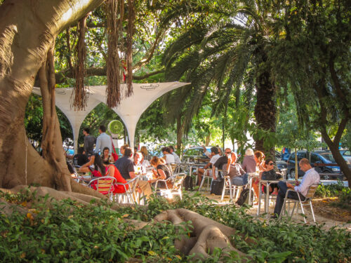 cafe scene Parque Principe Real Lisbon