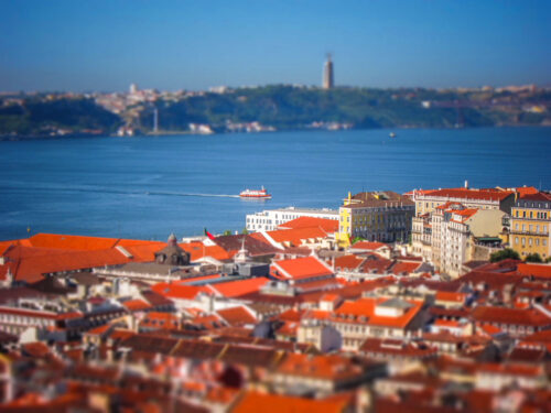 view of Tagus river ferry lisbon