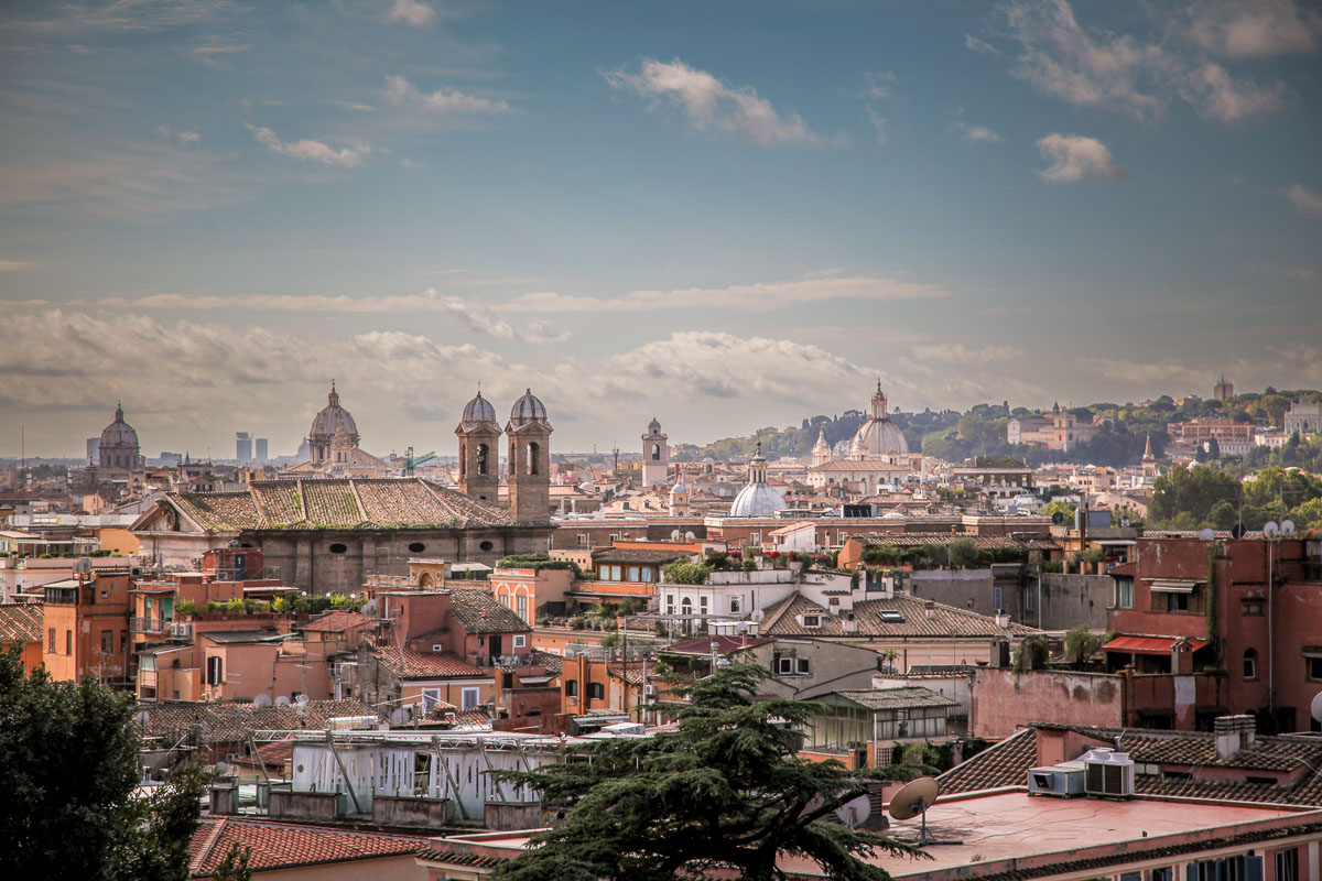 view over rome from Borghese Gardens