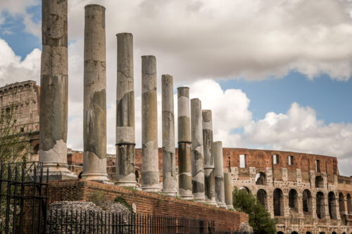 columns by Colosseum Rome