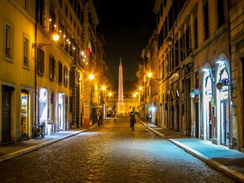 Rome street at night