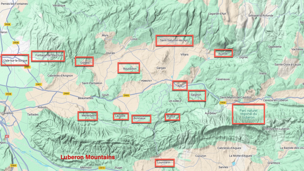 Luberon and Vaucluse map