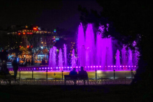 Sultanahmet Square fountains at night