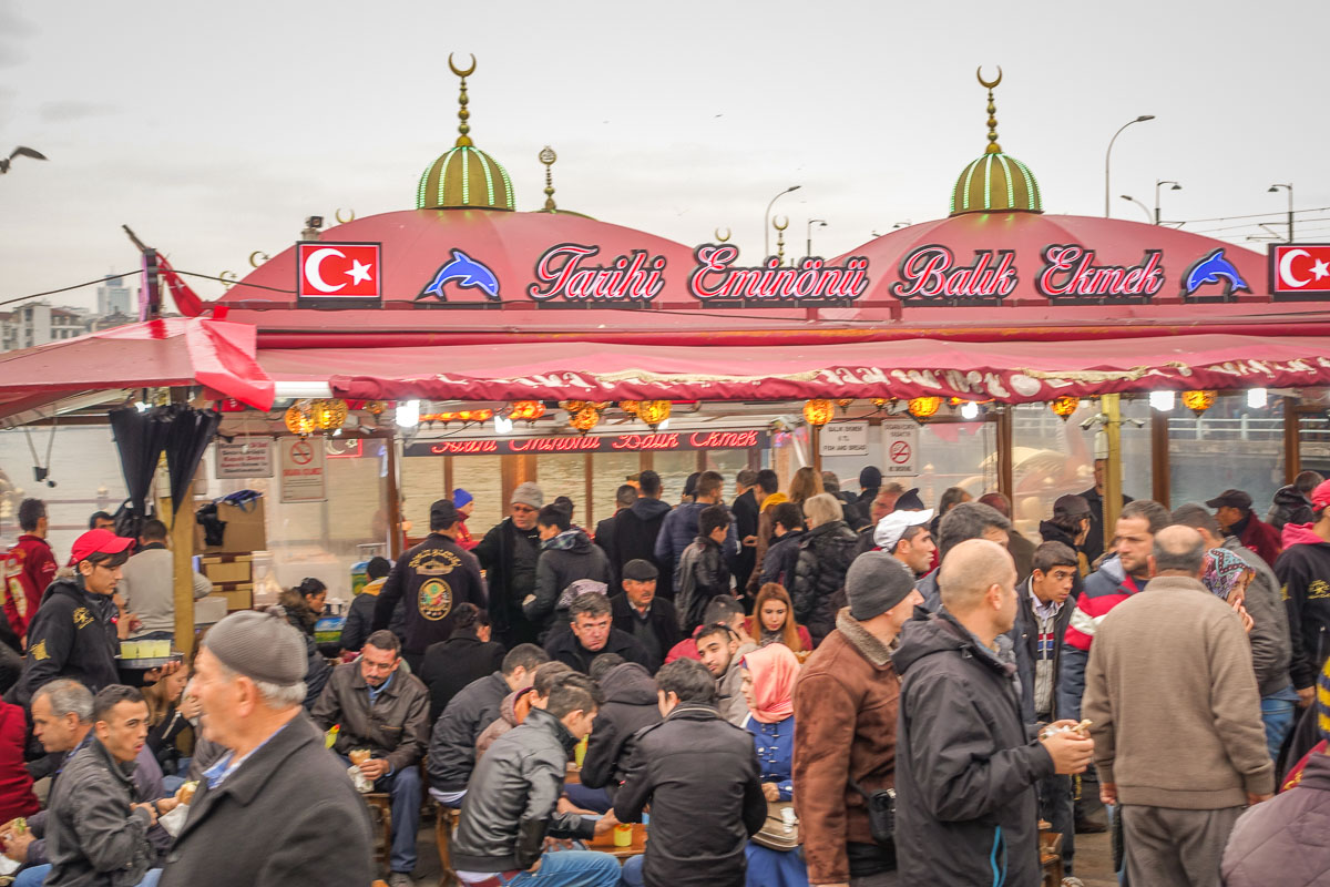 street food Istanbul fish stall