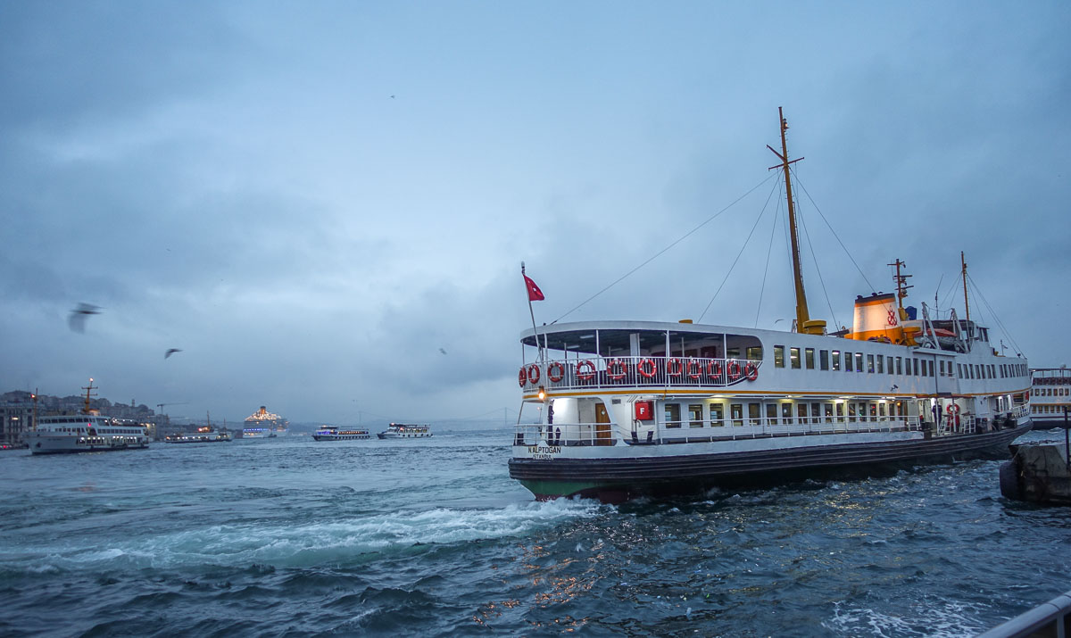 Bosphorus ferry at dusk