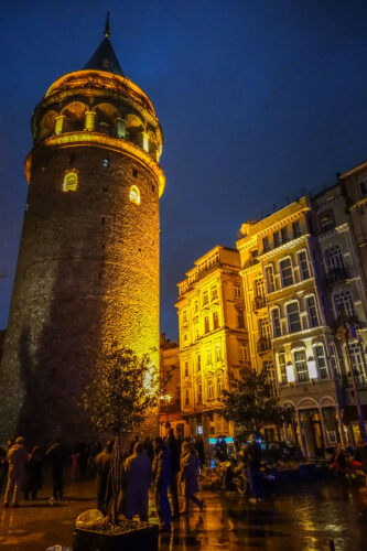 Galata Tower at night