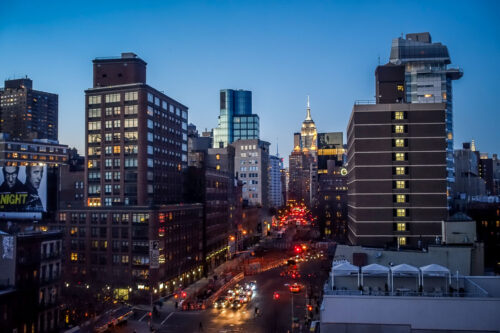 night view from The Bowery Hotel