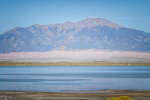 lake and mountains Great Sand Dunes National Park