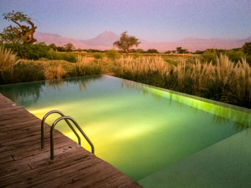 Tierra Atacama pool at night